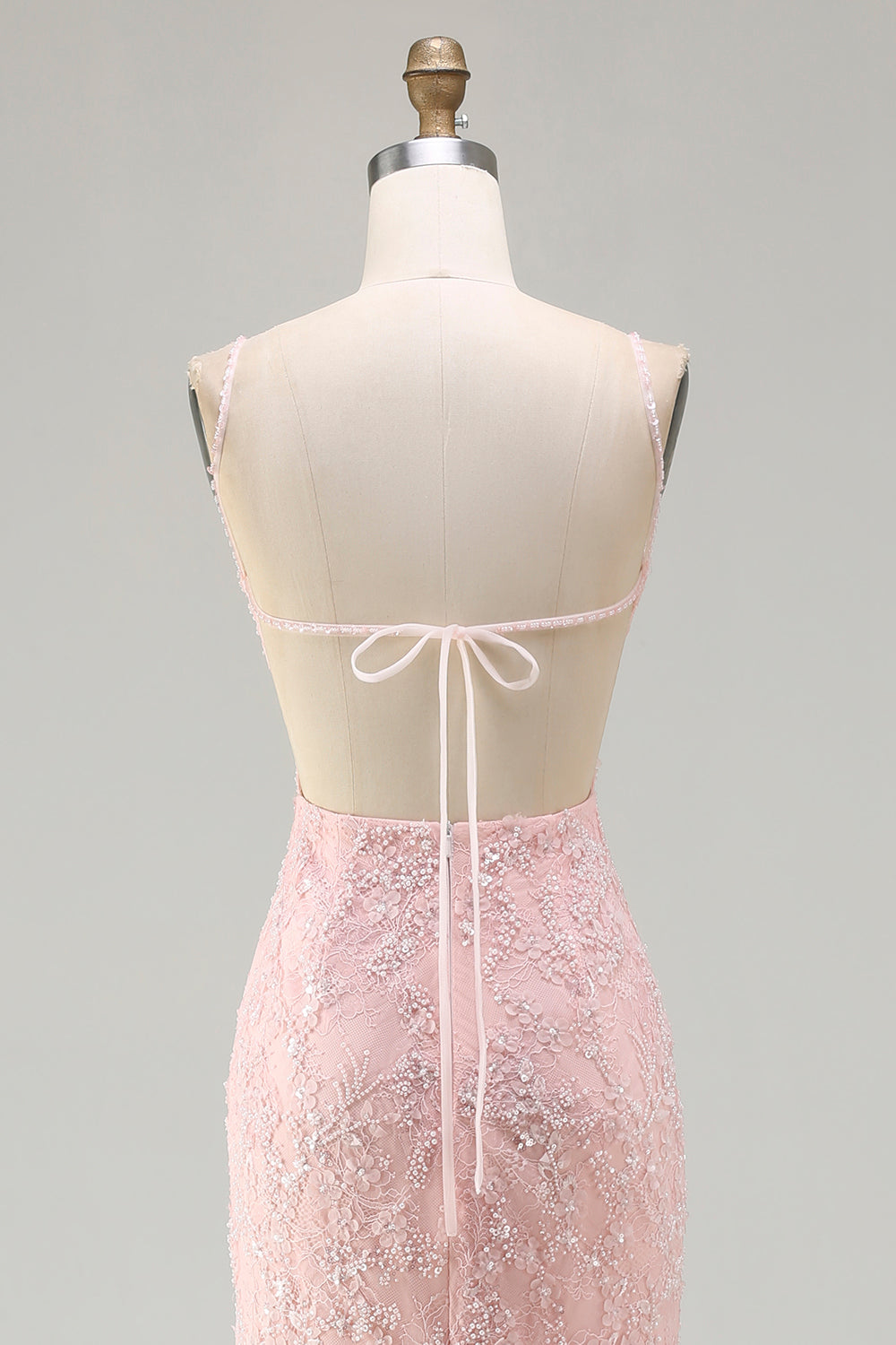 Sparkly Floral Pink Long Mermaid Beaded Prom Dress with Slit