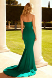 Peacock Green Spaghetti Straps Mermaid Long Prom Dress