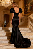 Black Sweetheart Mermaid Long Prom Dress with Sleeves