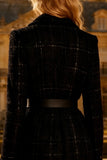 Black Midi Notched Lapel Tweed Blazer Dress with Belt
