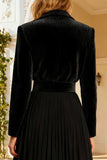 Black Notched Lapel Short Blazer Dress with Belt