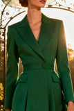Dark Green Peak Lapel A Line Midi Blazer Dress