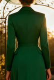 Dark Green Peak Lapel A Line Midi Blazer Dress