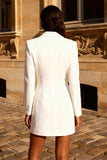 White Double Breasted Peak Lapel Short Blazer Wedding Dress