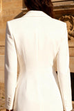 White Double Breasted Peak Lapel Short Blazer Wedding Dress