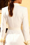 White Ruffled Short Blazer Wedding Dress with Belt
