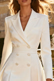 White Peak Lapel A Line Double Breasted Short Blazer Wedding Dress