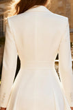 White Peak Lapel A Line Double Breasted Short Blazer Wedding Dress