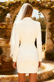 White Peak Lapel Bodycon Short Blazer Wedding Dress