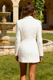 White Peak Lapel Double Breasted Short Blazer Wedding Dress