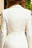 White Peak Lapel Double Breasted Short Blazer Wedding Dress