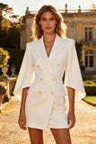 White Peak Lapel Short Blazer Wedding Dress