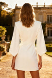 White Peak Lapel Short Blazer Wedding Dress