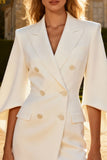 White Peak Lapel Short Blazer Wedding Dress