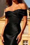 Black Mermaid Off the Shoulder Long Formal Dress