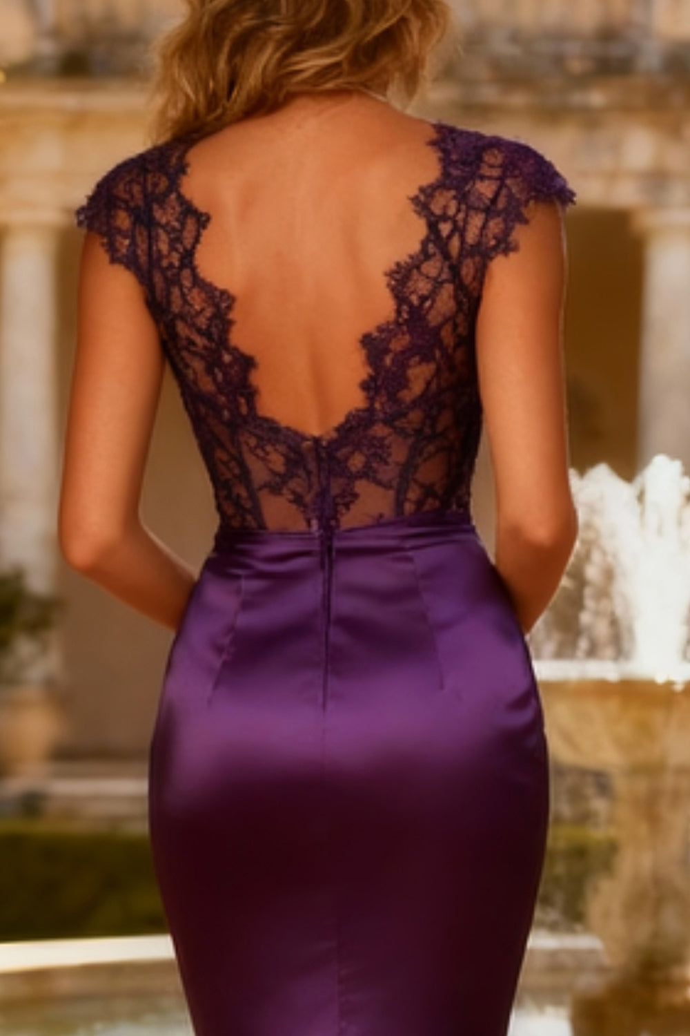 Purple V Neck Mermaid Corset Long Prom Dress