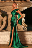 Sparkly Dark Green Beaded Mermaid Long Prom Dress with Slit