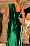 Sparkly Dark Green Beaded Mermaid Long Prom Dress with Slit