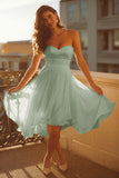 White Chiffon Sweetheart A Line Short Bachelorette Dress