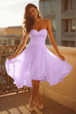 White Chiffon Sweetheart A Line Short Bachelorette Dress