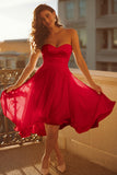 White Chiffon Sweetheart A Line Short Bachelorette Dress