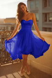 White Chiffon Sweetheart A Line Short Bachelorette Dress