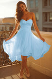 White Chiffon Sweetheart A Line Short Bachelorette Dress