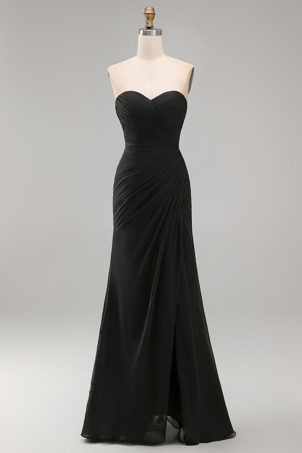 White Sweetheart Chiffon Long Engagement Dress with Slit