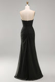 White Sweetheart Chiffon Long Engagement Dress with Slit