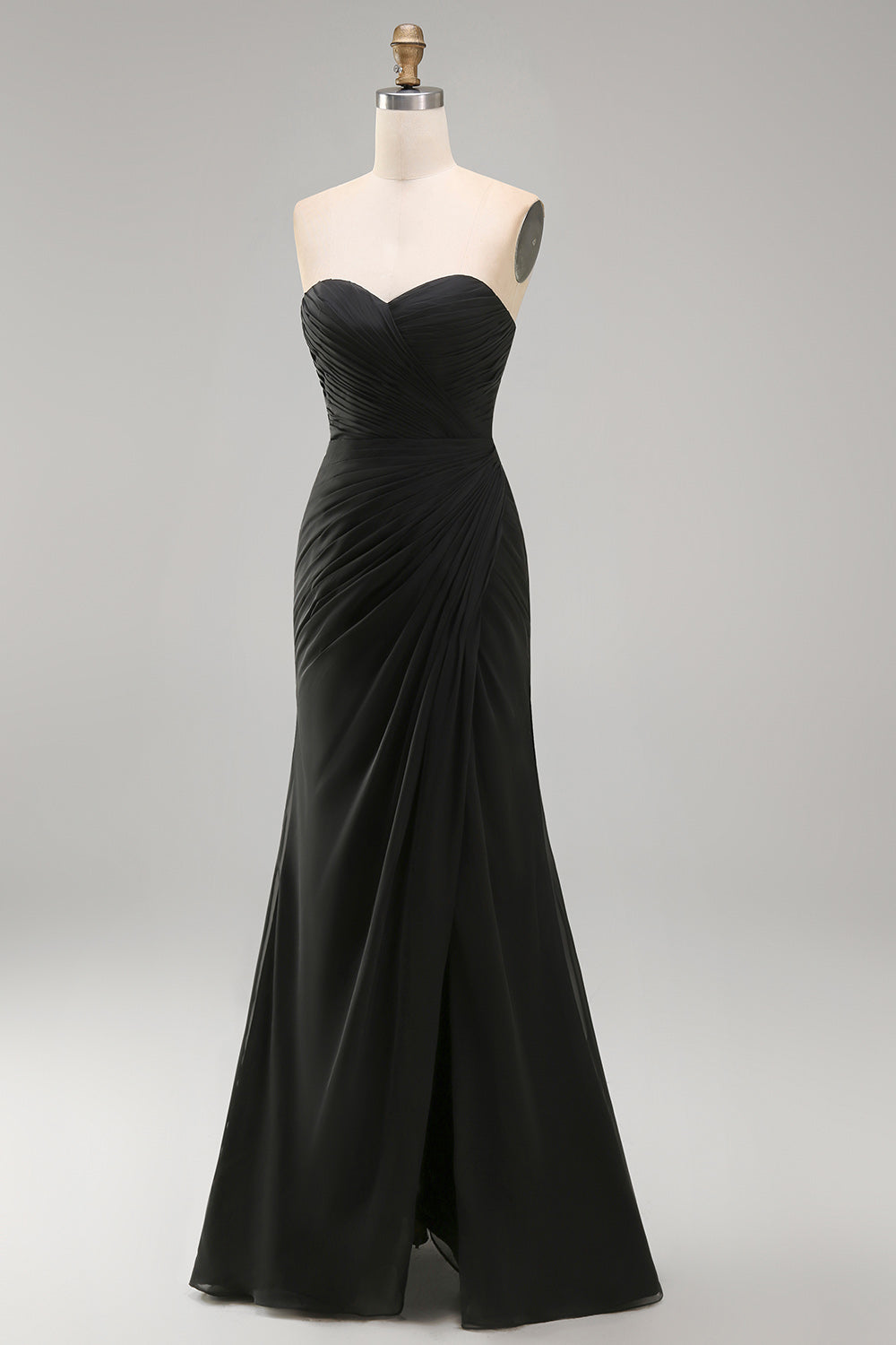White Sweetheart Chiffon Long Engagement Dress with Slit