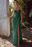 White Sweetheart Chiffon Long Engagement Dress with Slit