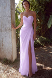 White Sweetheart Chiffon Long Engagement Dress with Slit