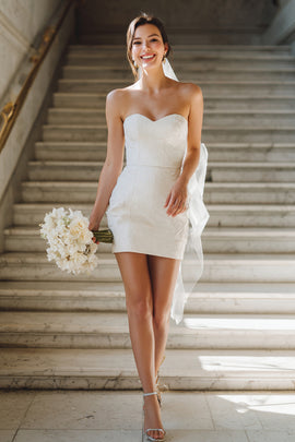 Simple White Bodycon Sweetheart Short Wedding Dress