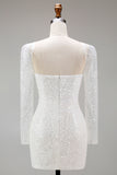 Sparkly White Sequin Sweetheart Bodycon Short Cocktail Dress
