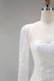 Sparkly White Sequin Sweetheart Bodycon Short Cocktail Dress