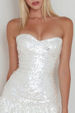 Sparkly White Sweetheart Sequin Short Cocktail Dress