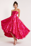 Simple Fuchsia A Line Strapless Long Prom Dress