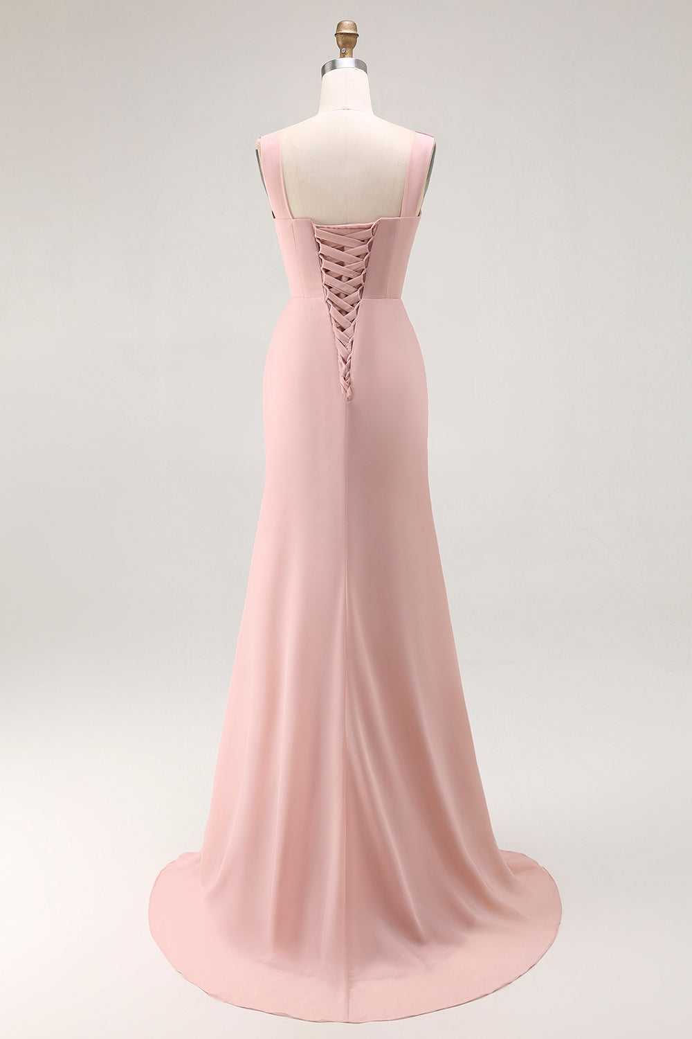 Blush Pink Cowl Neck Long Bridesmaid Dress with Slit