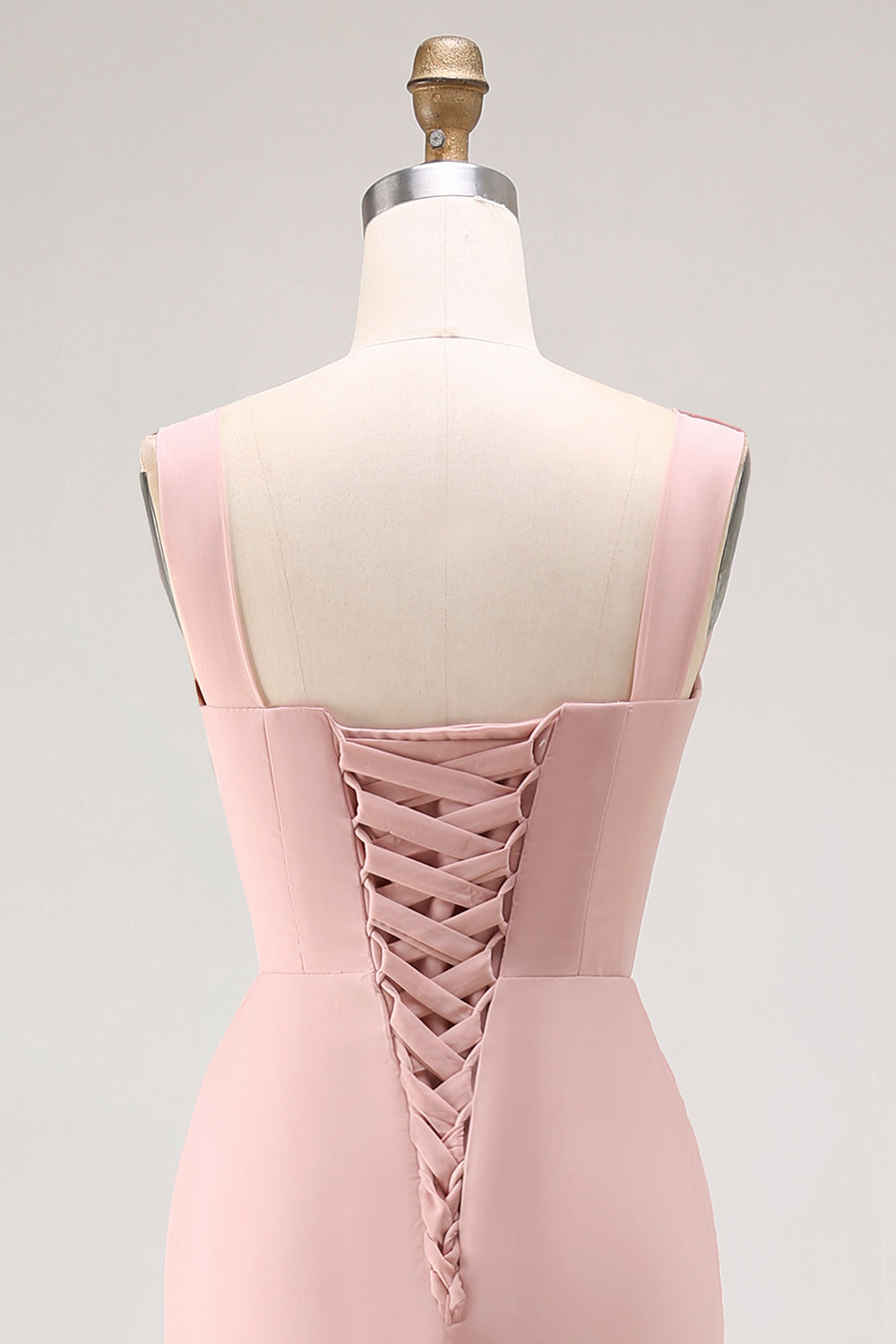 Blush Pink Cowl Neck Long Bridesmaid Dress with Slit