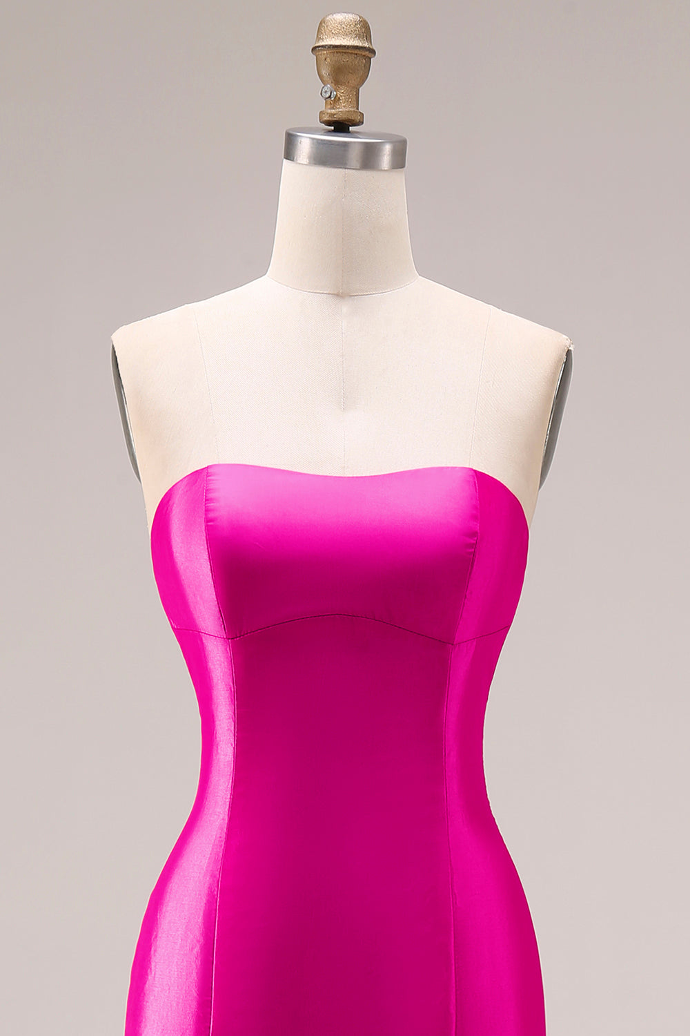 Fuchsia Mermaid Sweetheart Satin Long Prom Dress with Ruffles