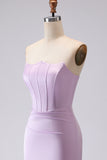 Lilac Strapless Mermaid Long Corset Bridesmaid Dress