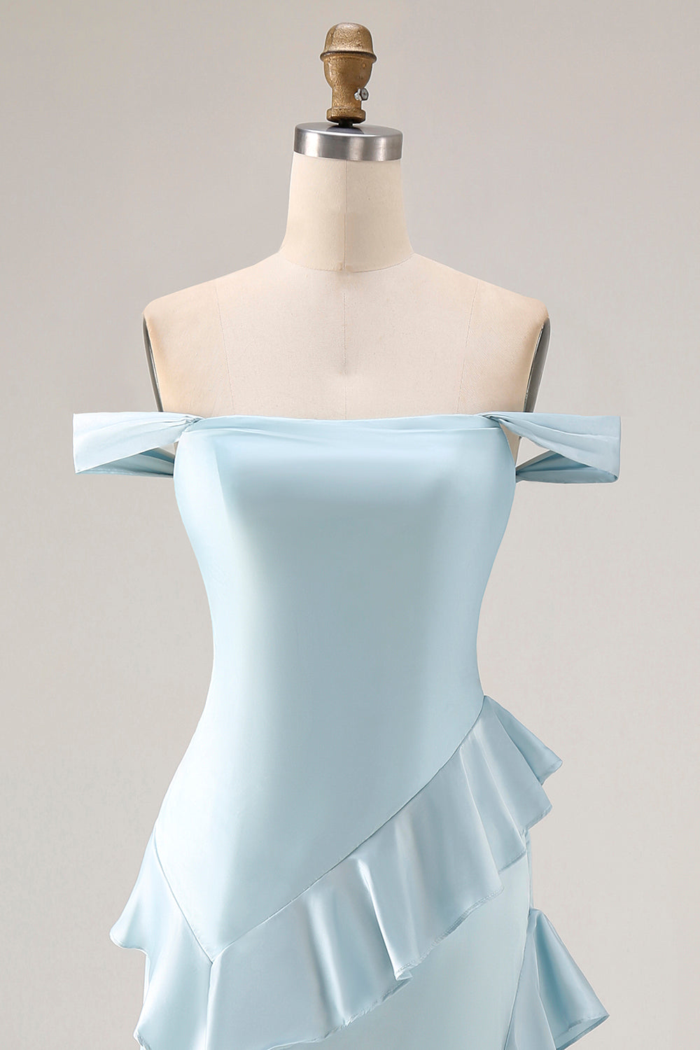 Zapakasa Women Light Blue Mermaid Long Prom Dress with Ruffles Off the Shoulder Satin Formal Dress with Slit Zapakasa Women Light Blue Mermaid Long Prom Dress with Ruffles Off the Shoulder Satin Formal Dress with Slit
