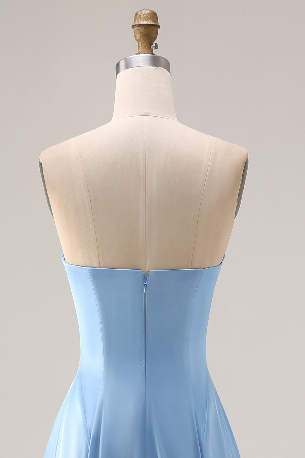 Strapless Corset Steel Blue A Line Long Bridesmaid Dress