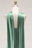 Satin Eucalyptus Neck Scarf Mermaid Long Bridesmaid Dress