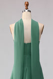 Eucalyptus Chiffon Sweetheart Ruffled Long Bridesmaid Dress
