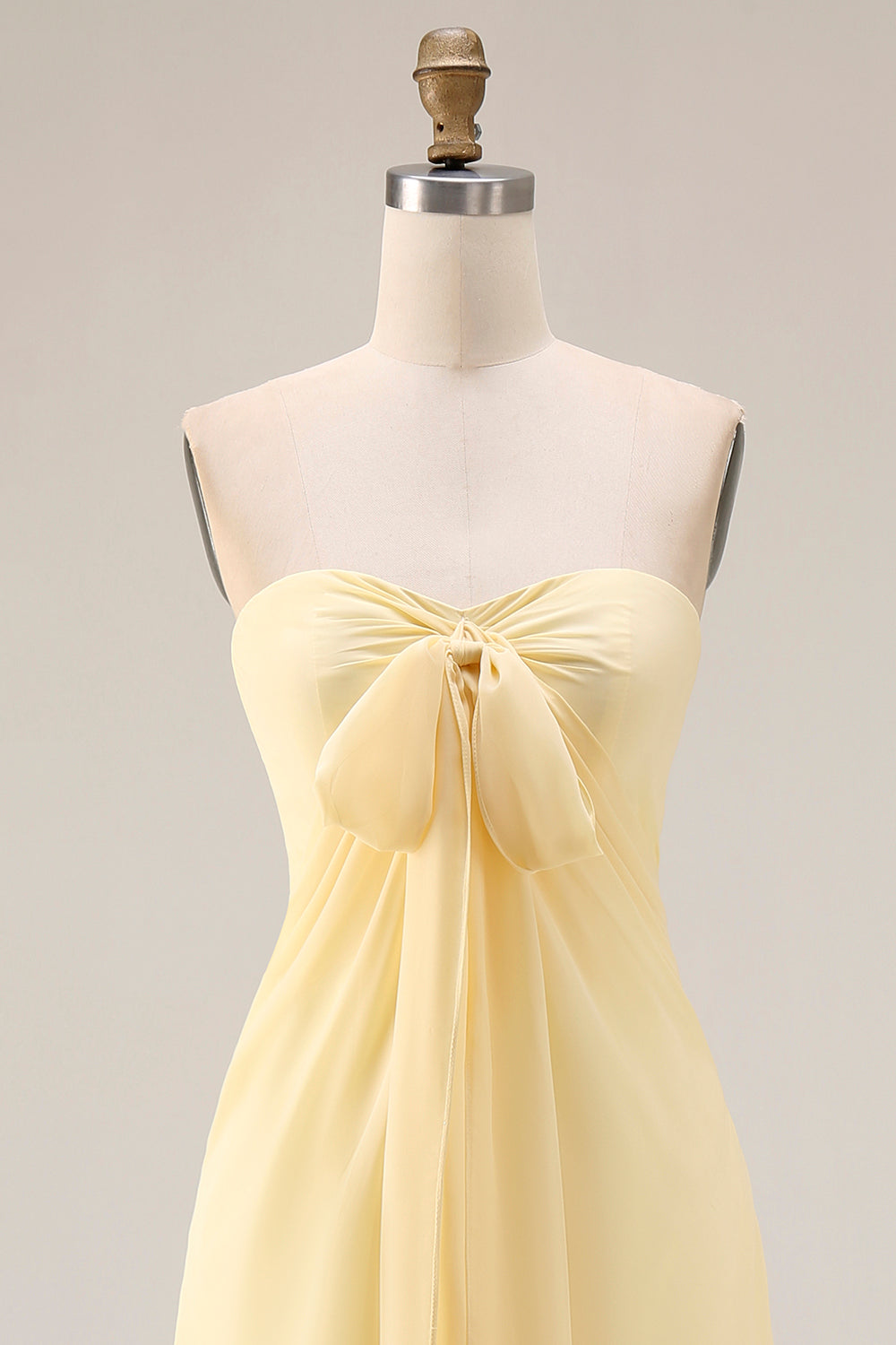 Yellow Chiffon Ruched A Line Convertible Wear Backless Long Bridesmaid Dress