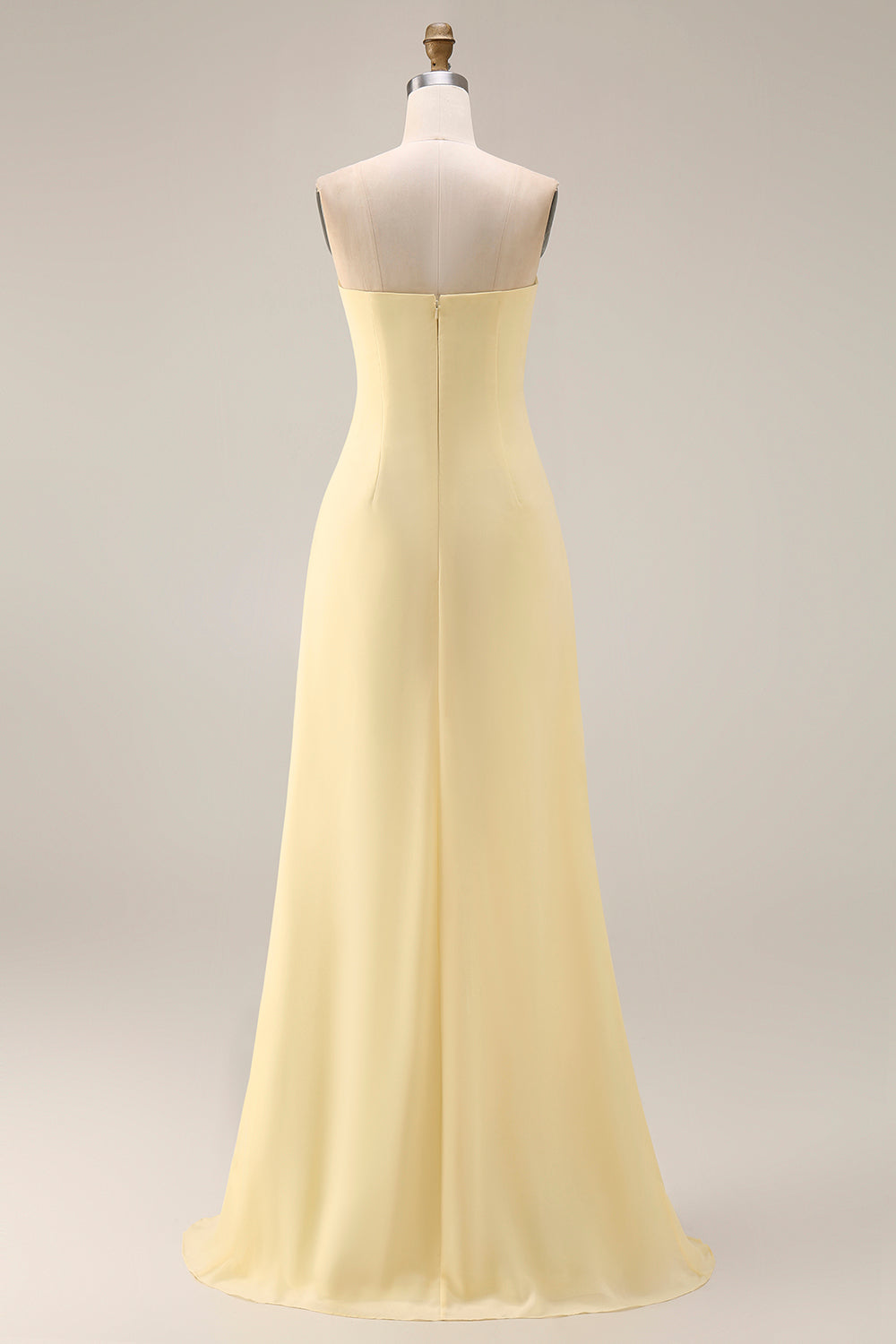 Yellow Chiffon Ruched A Line Convertible Wear Backless Long Bridesmaid Dress