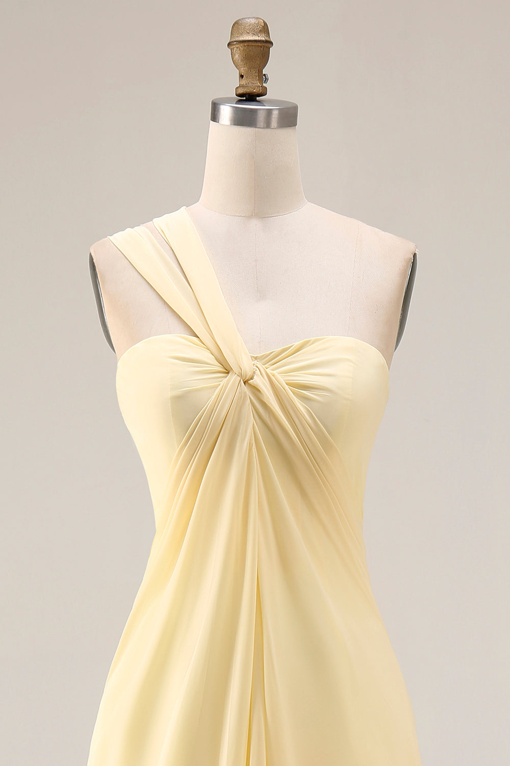 Yellow Chiffon Ruched A Line Convertible Wear Backless Long Bridesmaid Dress