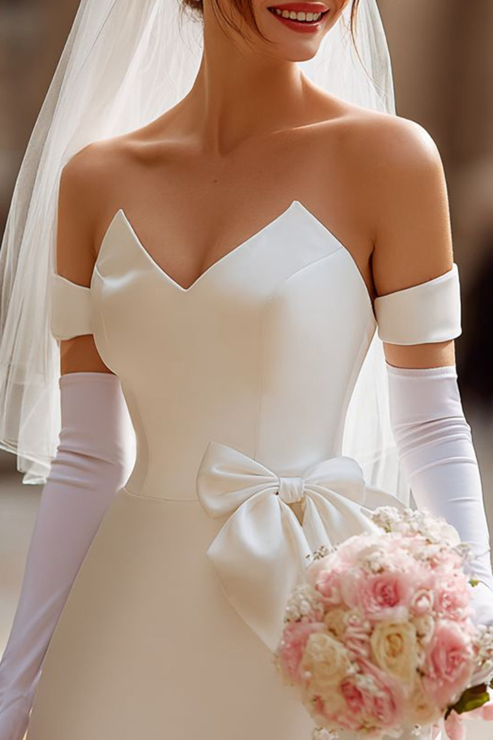 Ivory Bodycon Off the Shoulder Short Wedding Dress