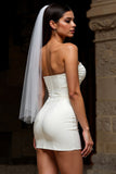 Ivory Sweetheart Bodycon Short Corset Wedding Dress